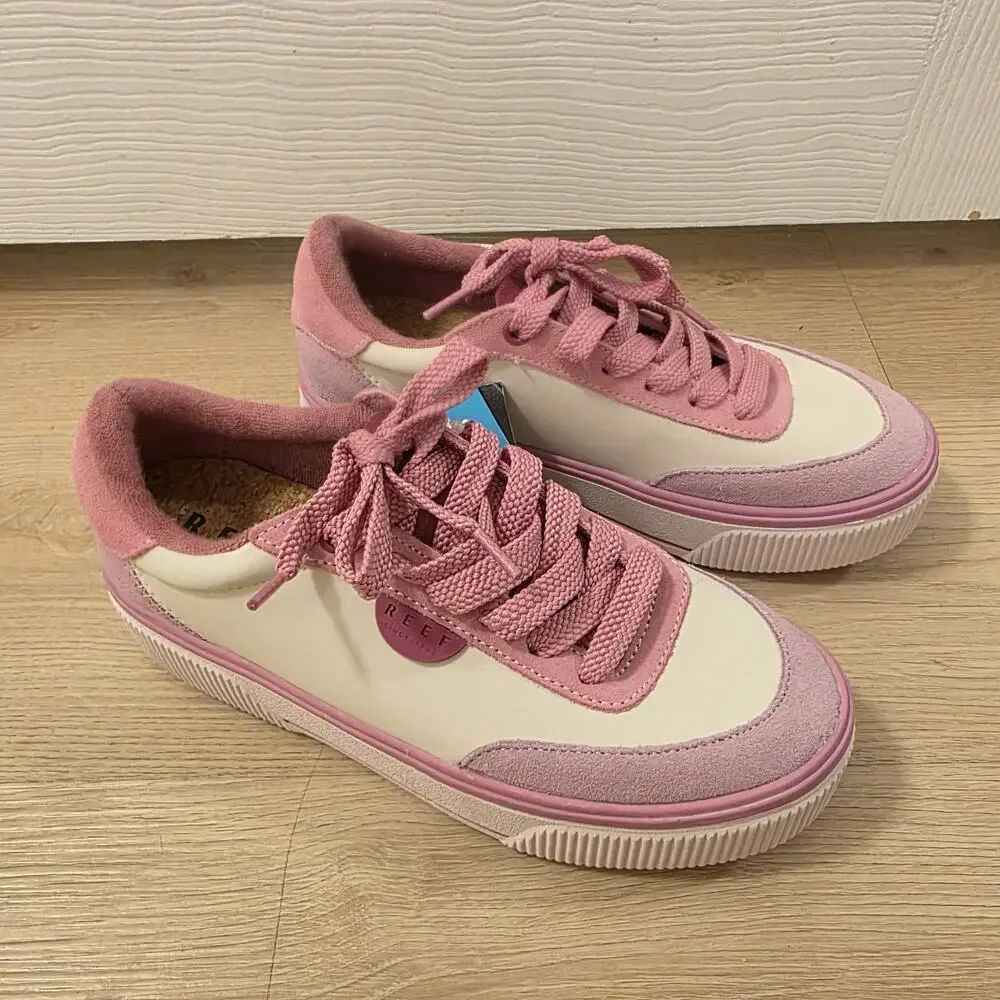 Reef Pink White Suede Lay‎ Day Lift Platform Cute Outdoor Sneakers Size 8.5 - Picture 4 of 13